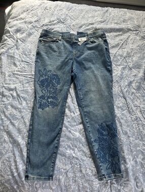 Lane Bryant Blue Embroidered Jeans